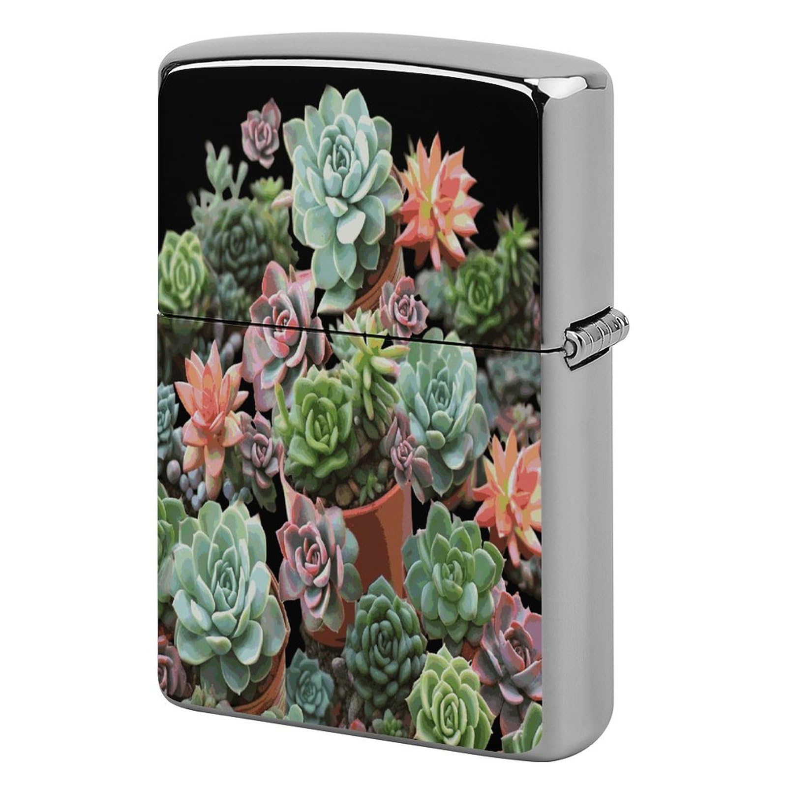 Btcowzrv Style Succulents Metal Lighter Case Sleeve Cover Holder