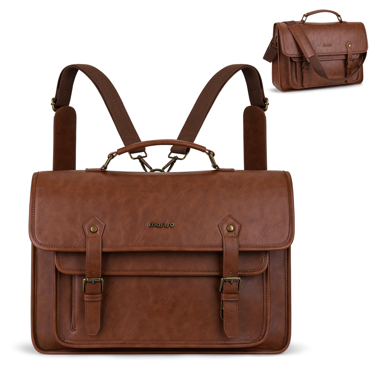 MOSISO 3 en 1 Bolso Portátil, PU Bolso de Hombro Maletín | Bandolera Mochila para Portátil, Bolsos para Ordenador Bolsos de Mano Mochila para Libros
