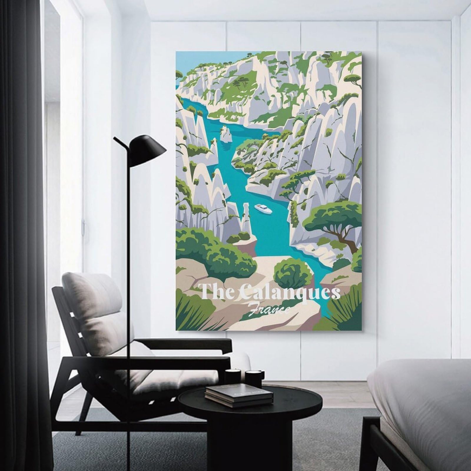 Junmoney Unframe-Style-3-1 Canvas Wall Art The Calanques France, 12X18inch(30X45cm), For Lounge, Study, Hallway Or Flat Walls, Canvas Wall Art That Fits Changing Layouts