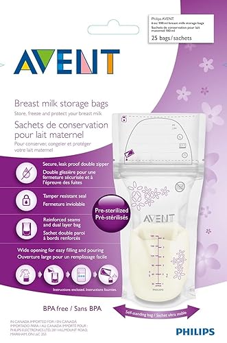 Avent Bolsas de almacenamiento de leche materna - 6 oz - 50 unidades, tamaño 6 oz