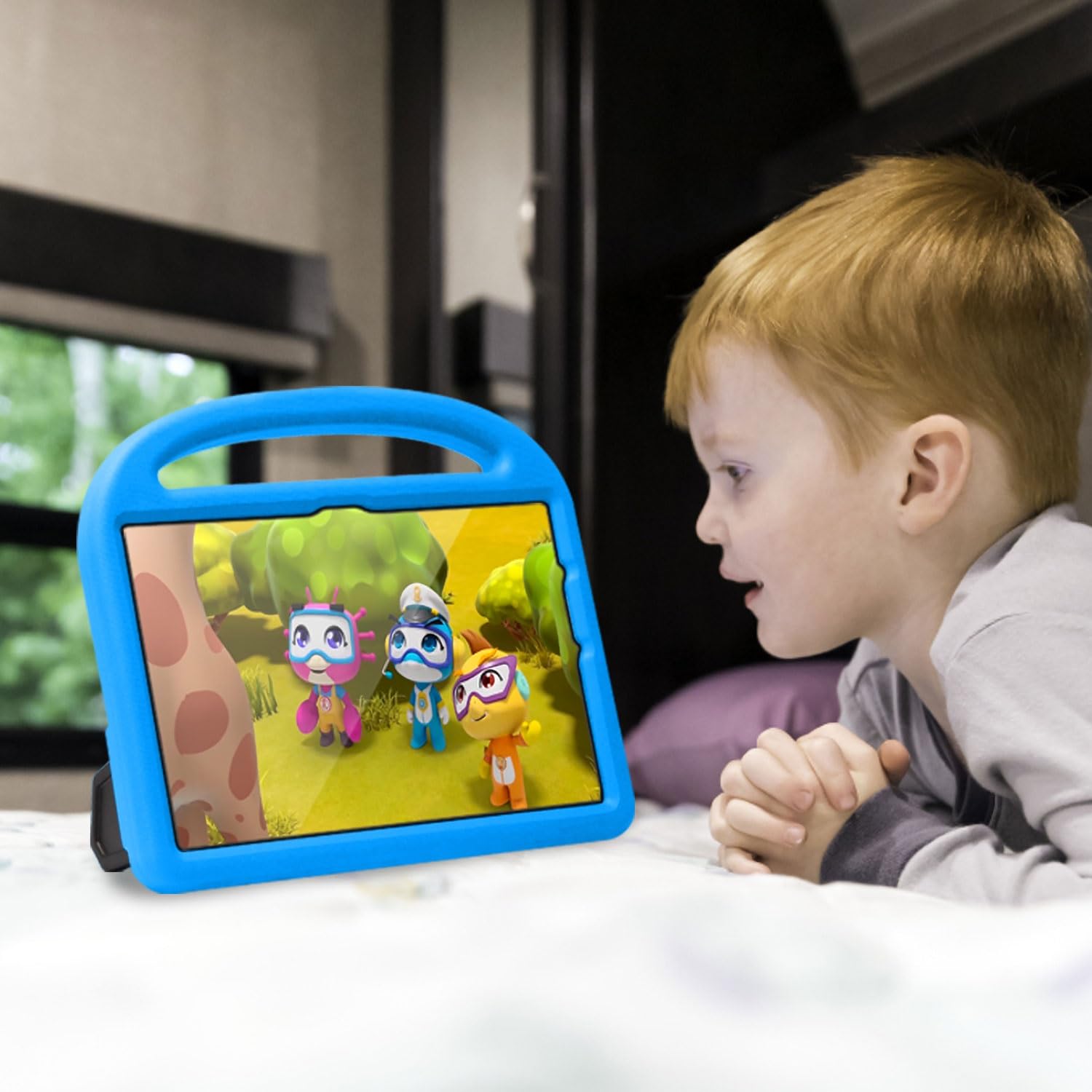 Custodia protettiva per tablet PC compatibile con Kindle Fire HD 10 2021, custodia per tablet compatibile con bambini, leggera EVA antiurto a prova di caduta, custodia per tablet con manico e