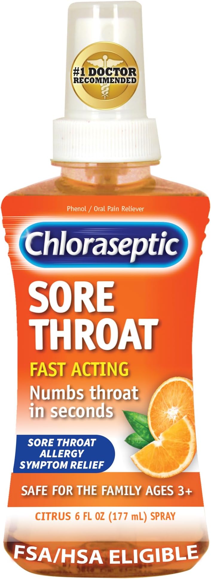 Sore Throat Spray, Citrus, 6 fl oz, 1 Bottle