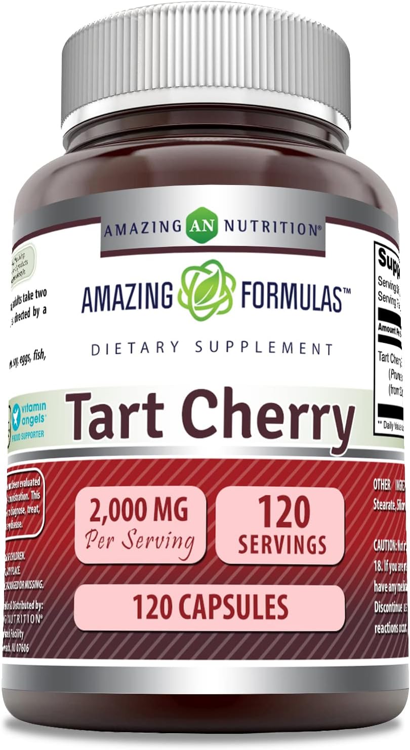 Amazing Formulas Tart Cherry 10:1 Extract Supplement | 2000 Mg per Serving | Capsules | Non-GMO | Gluten-Free | Made in USA (1 Pack | 120 Count)