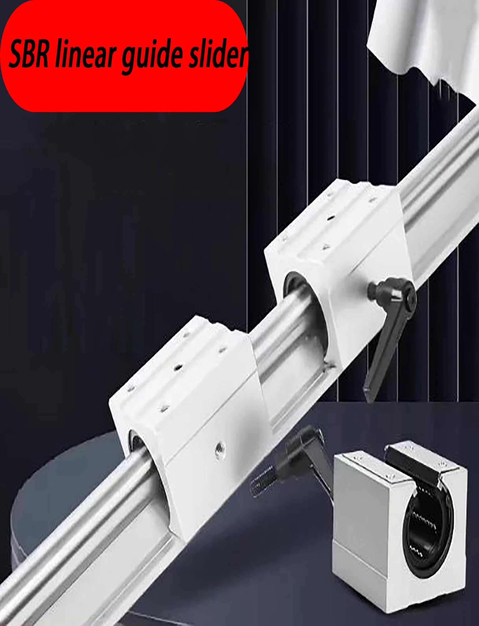 Zestaw szyn liniowych z 4 blokami, aluminiowa prowadnica wału okrągłego do obróbki drewna, piły stołowej, routera CNC, drukarki 3D (SBR20, 1,5 m)