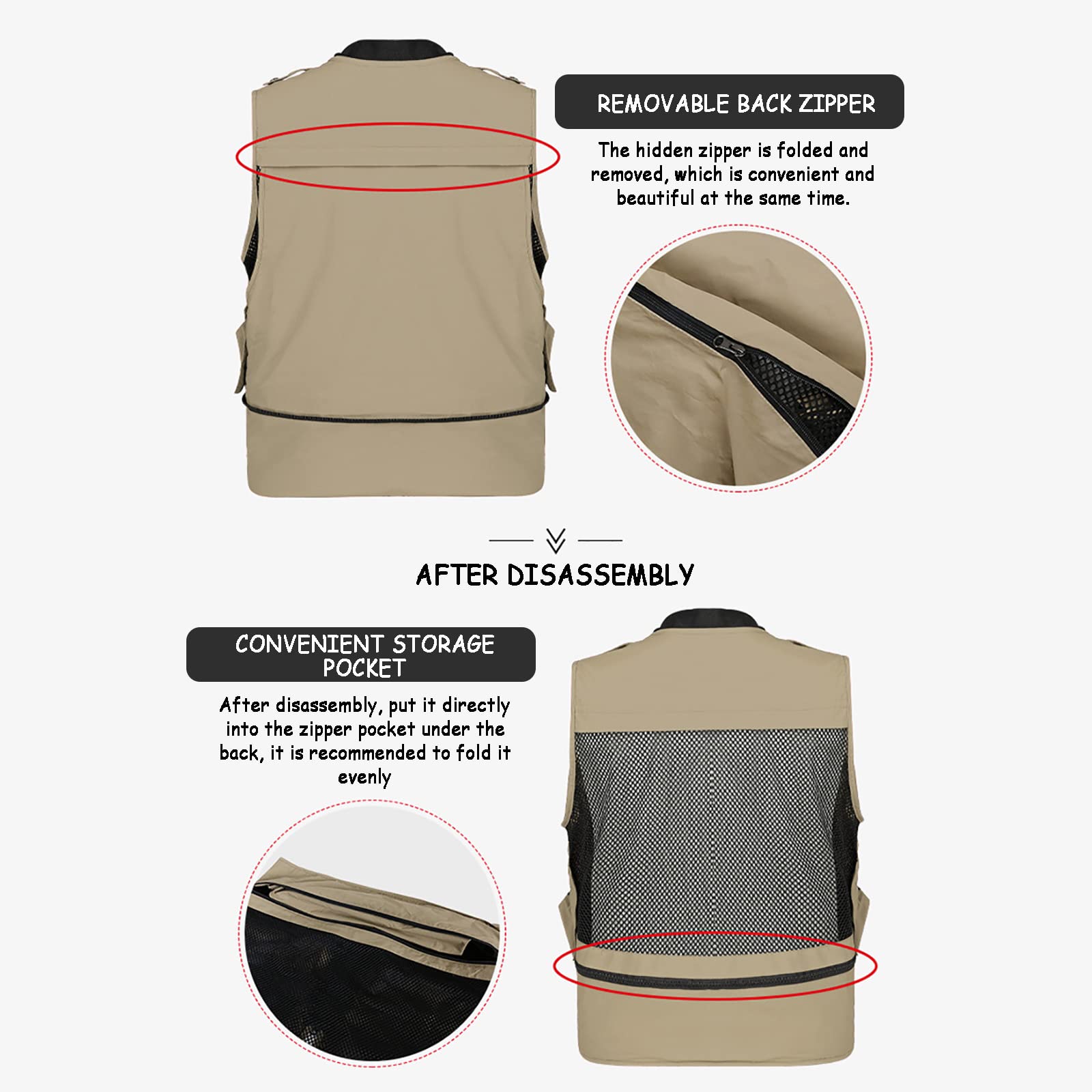 Sleeveless Jacket LIZHOUMIL Fishing Vest, Fishermen Mesh Breathable Men And Women Fishing Jacket