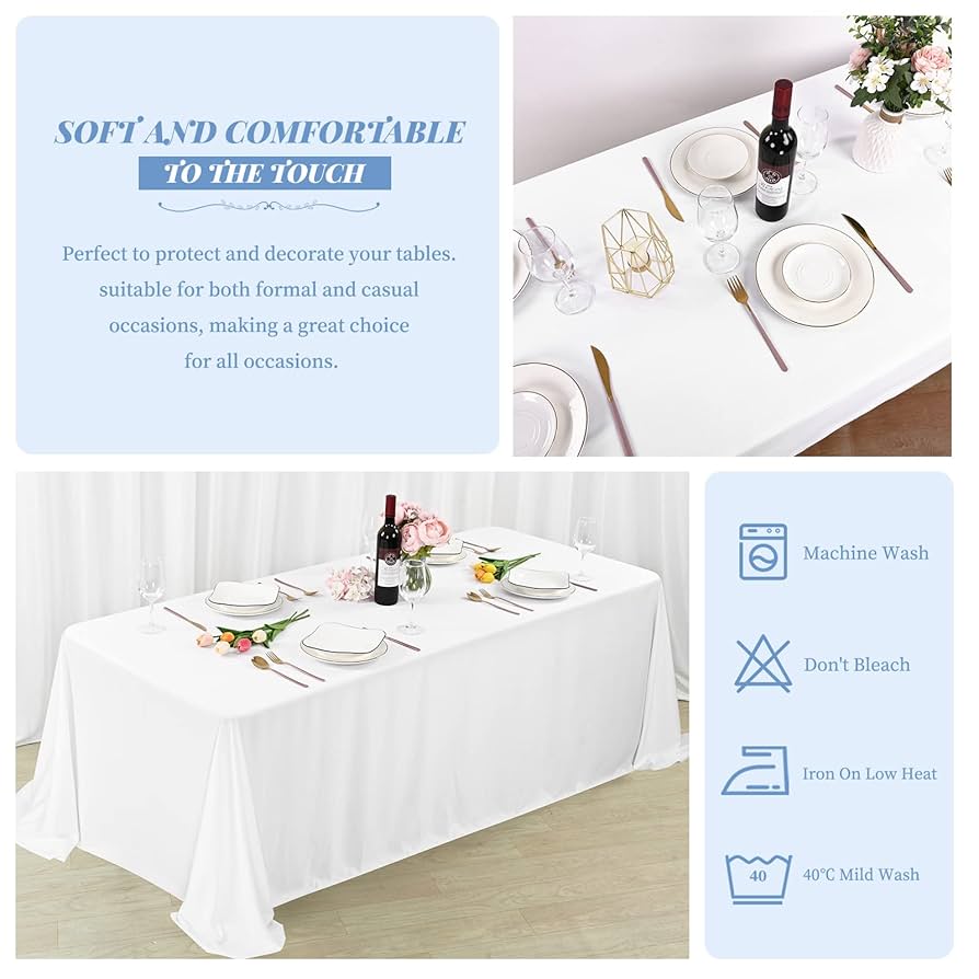 Nappes Blanches Rectangulaires Showgeous - Lot 2 Nappes 153x260cm Polyester Qualité Restaurant