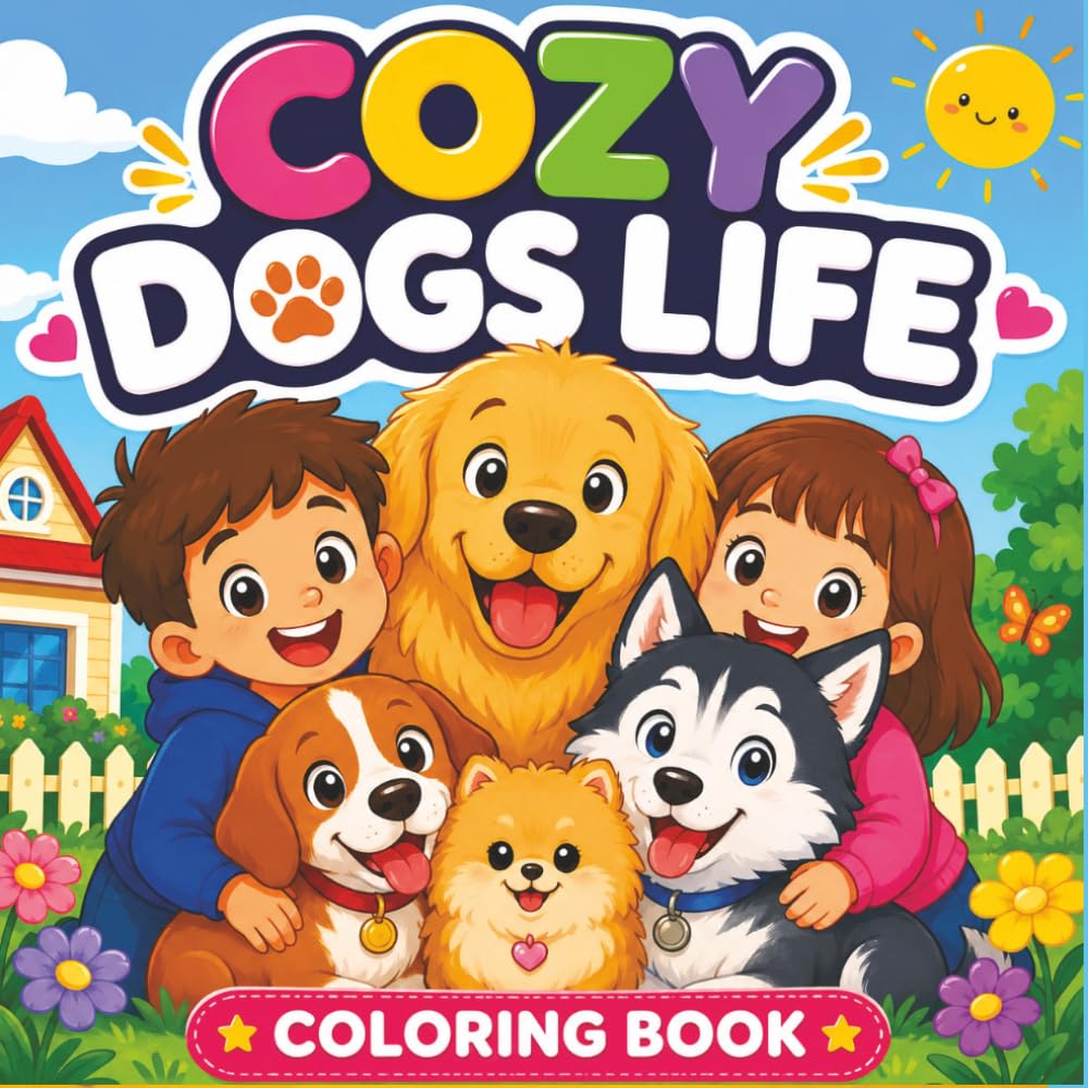 The Cozy Dog Coloring Book: Cute Puppies, Calm Moments & Relaxing Scenes