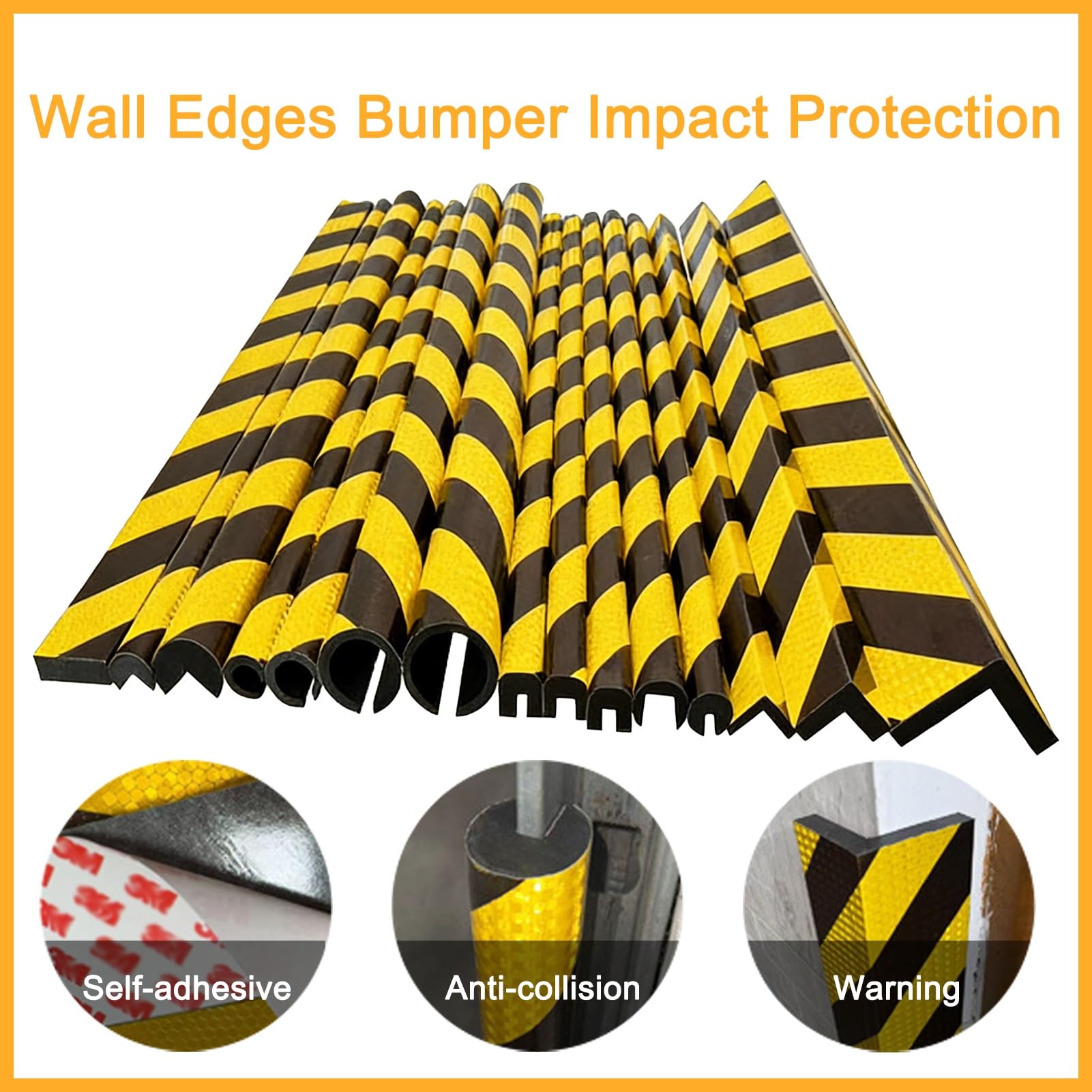 Protectores de bordes de espuma, tiras de seguridad reflectantes, acolchado de goma, protectores de esquina autoadhesivos para paredes, 30 unidades de protección industrial