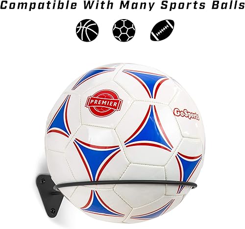 Miniatura 2 de GoSports Soporte de pared para pelotas deportivas (baloncesto, pelotas de fútbol, fútbol), paquete de 3