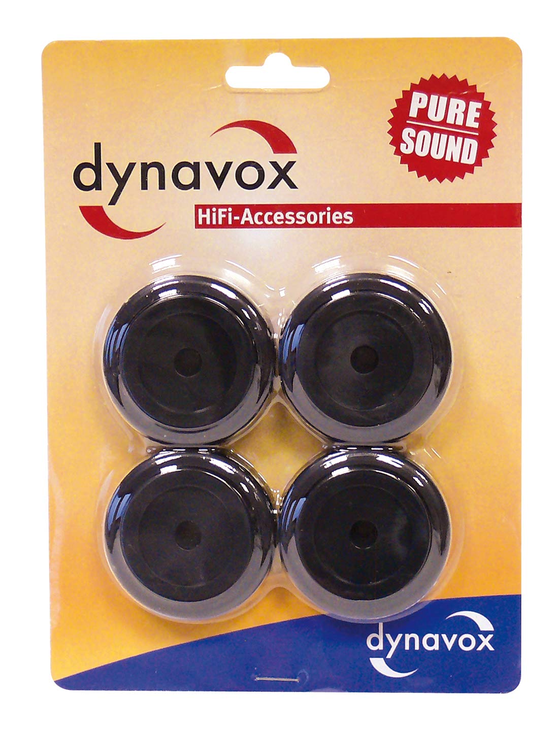 Dynavox Aluminiowe nóżki do urządzeń Hi-Fi, zestaw 4 szt., polerowane nóżki o wysokiej stabilności i gumowe amortyzatory, czarne
