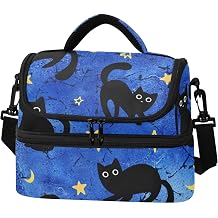 Cat Star Insulated Lunch Bag for Women Men Double Decker Cooler
