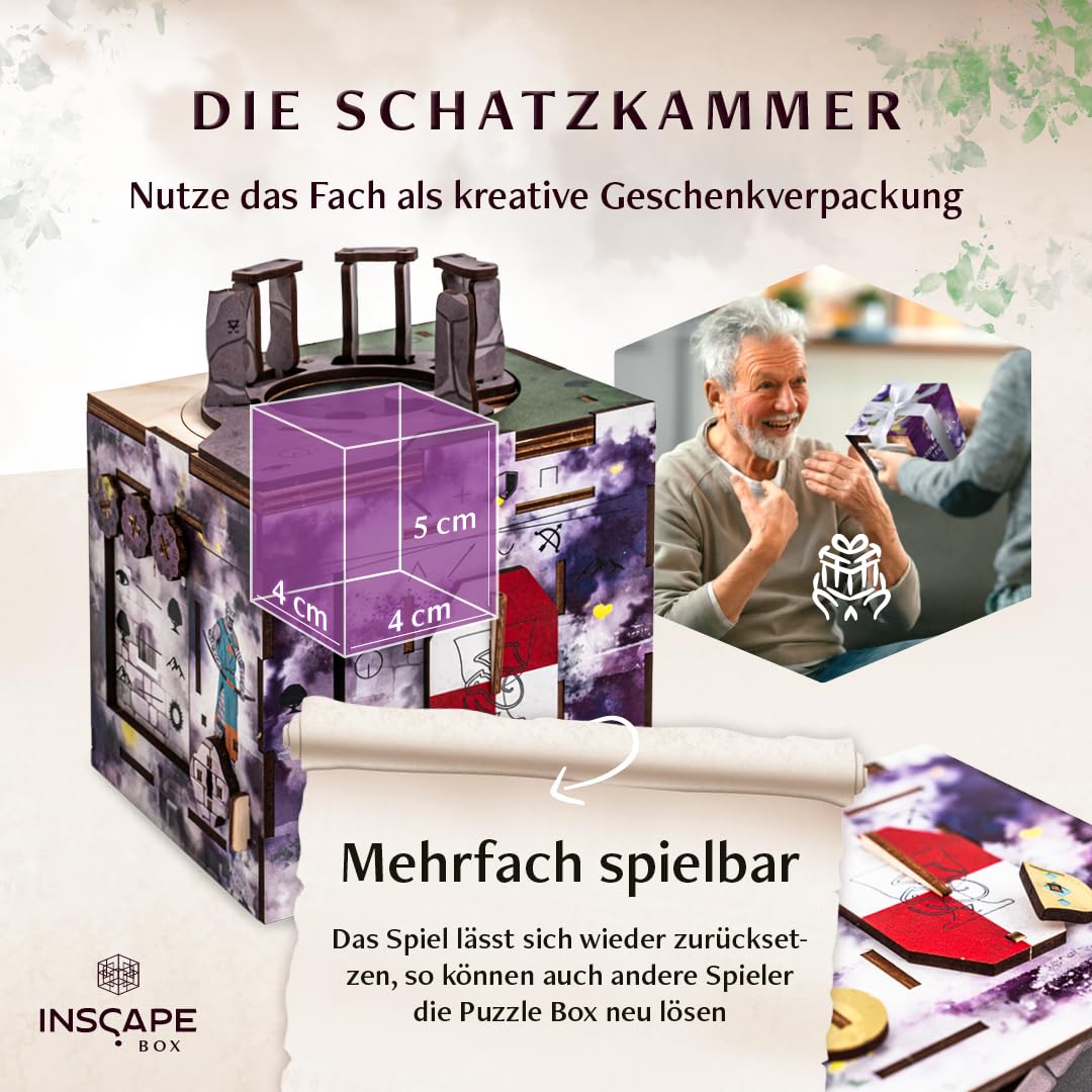 INSCAPE Cluebox Stonehenge´s Legacy interaktives 3D Holzpuzzle mit geheimen Mechanismen - Erlebe das Escape Room Spiel– Ideal für Rätselfans und Erwachsene - Rätselbox - Puzzle Box - Geschenk