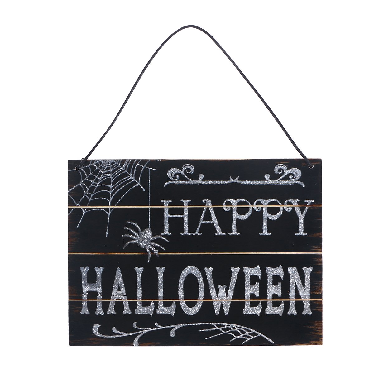 Vosarea Creative Home Decoration Blackboard Jute Rope Hanging Plaque DIY Wood Board Wall Art Home Decoration Welcome Sign Crafts -Happy Halloween