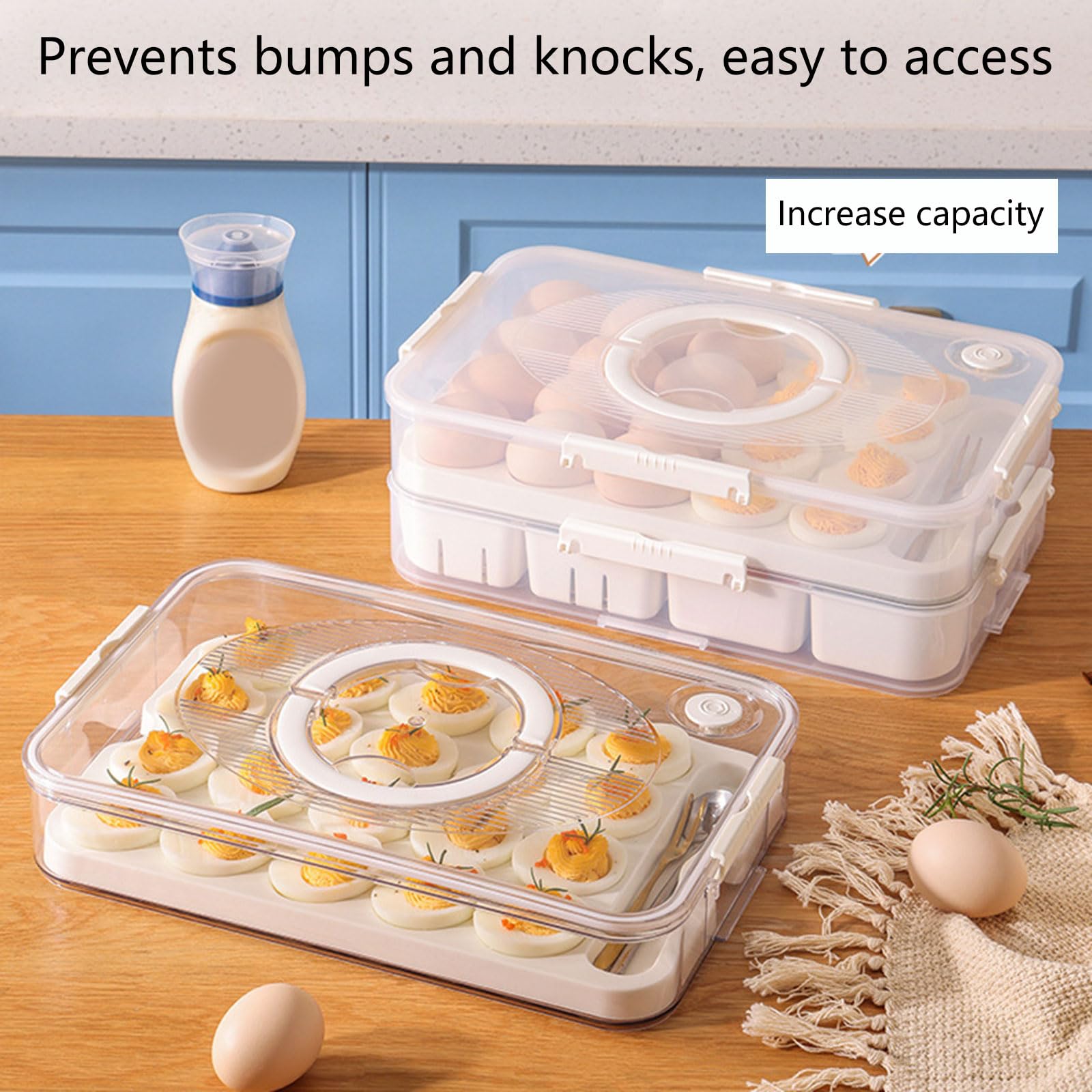 PANGBOER Soporte multiusos para huevos de 2/1 niveles con base antideslizante y asa de fácil agarre para un transporte y almacenamiento seguros, caja a prueba de fugas