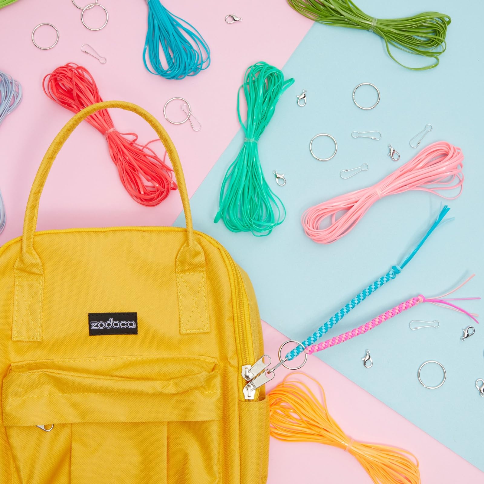 Bright Creations 30 Colors of Gimp Plastic Lace Lanyard Cord for Friendship Bracelets, with Keychain Rings, Snap Hooks, Lobster Clasps (90 Pieces) - Image 2