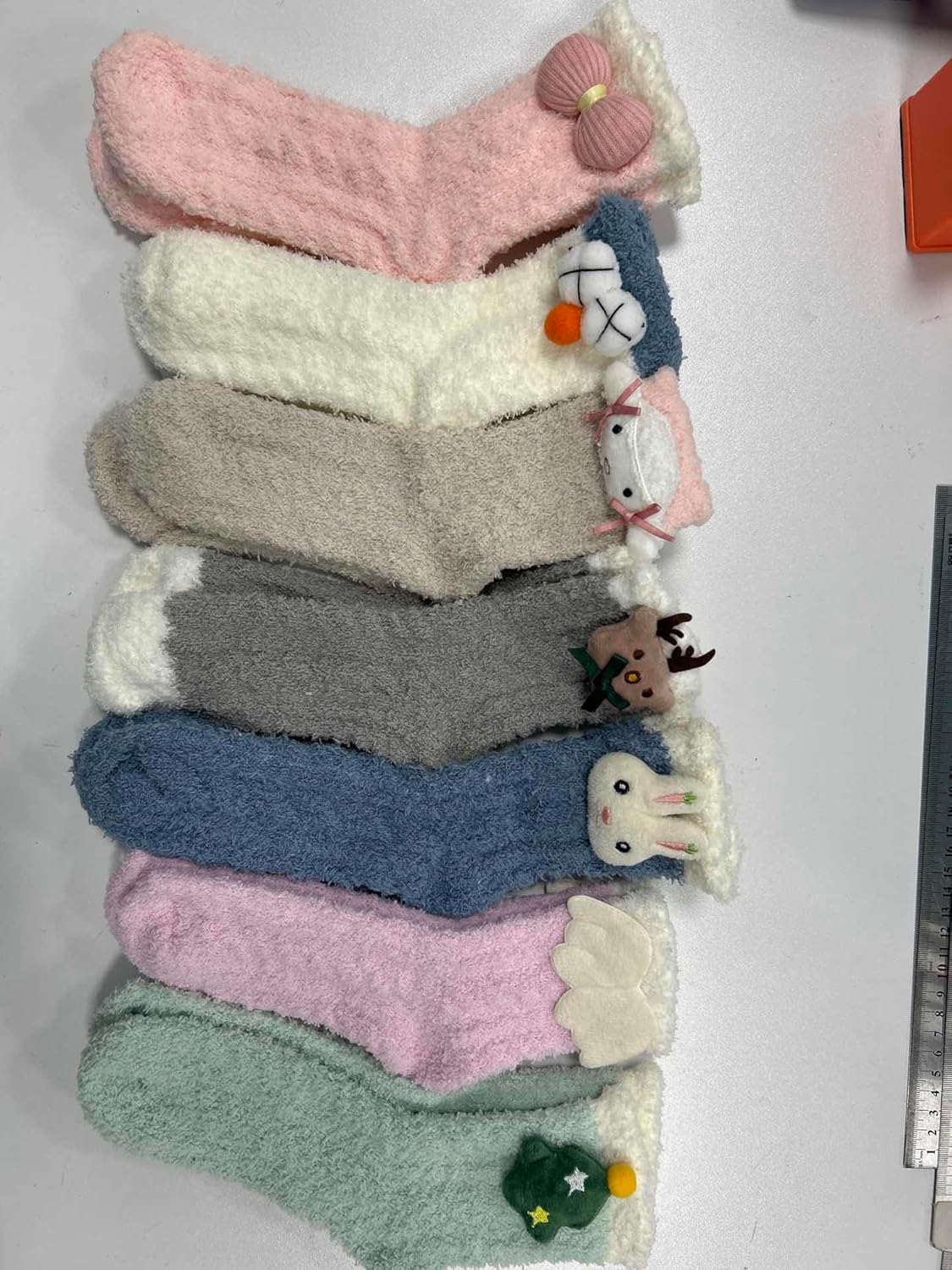 Jspupifip Cute Fuzzy Socks for Women, 7 Pairs Soft Animal Dolls Slipper Socks Winter Fluffy Sleeping Warm Sock Christmas Gift - Image 3