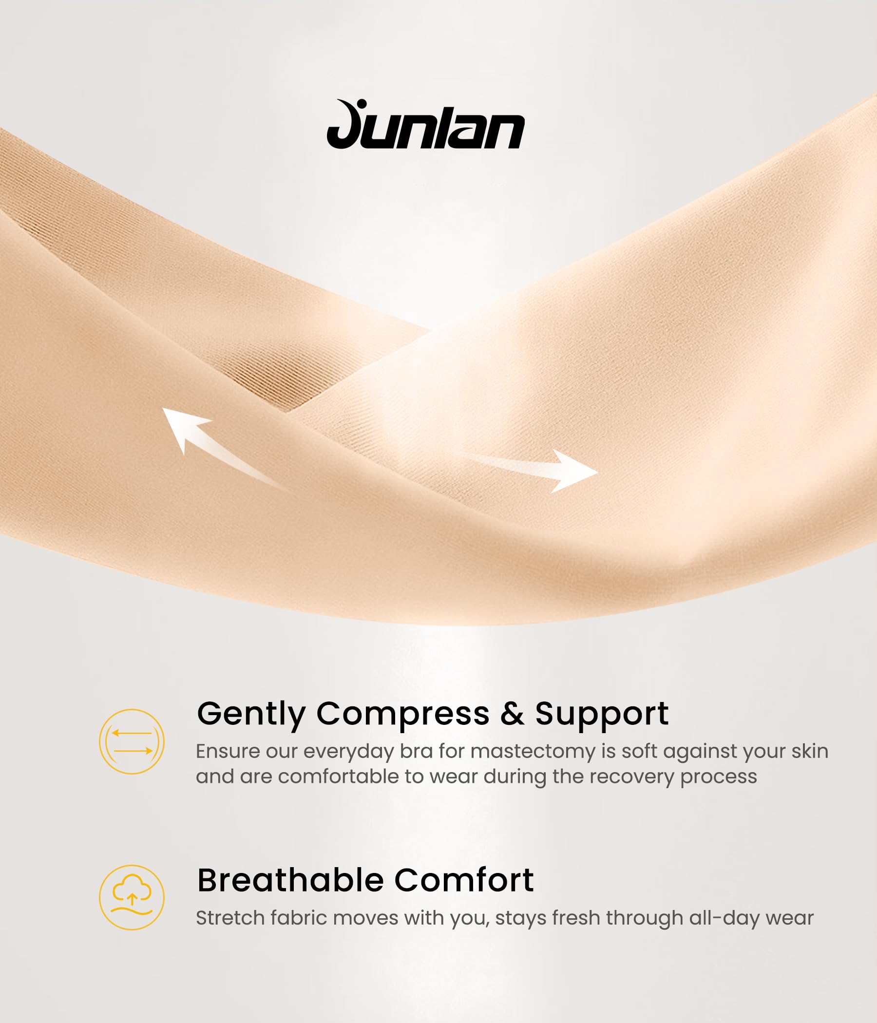 Junlan Soutien-Gorge Post Opératoire à Fermeture Éclair Devant, sans Armatures, Brassière de Contention Post Chirurgie Mammaire avec Larges Bretelles Réglables – Maintien Ferme Sport