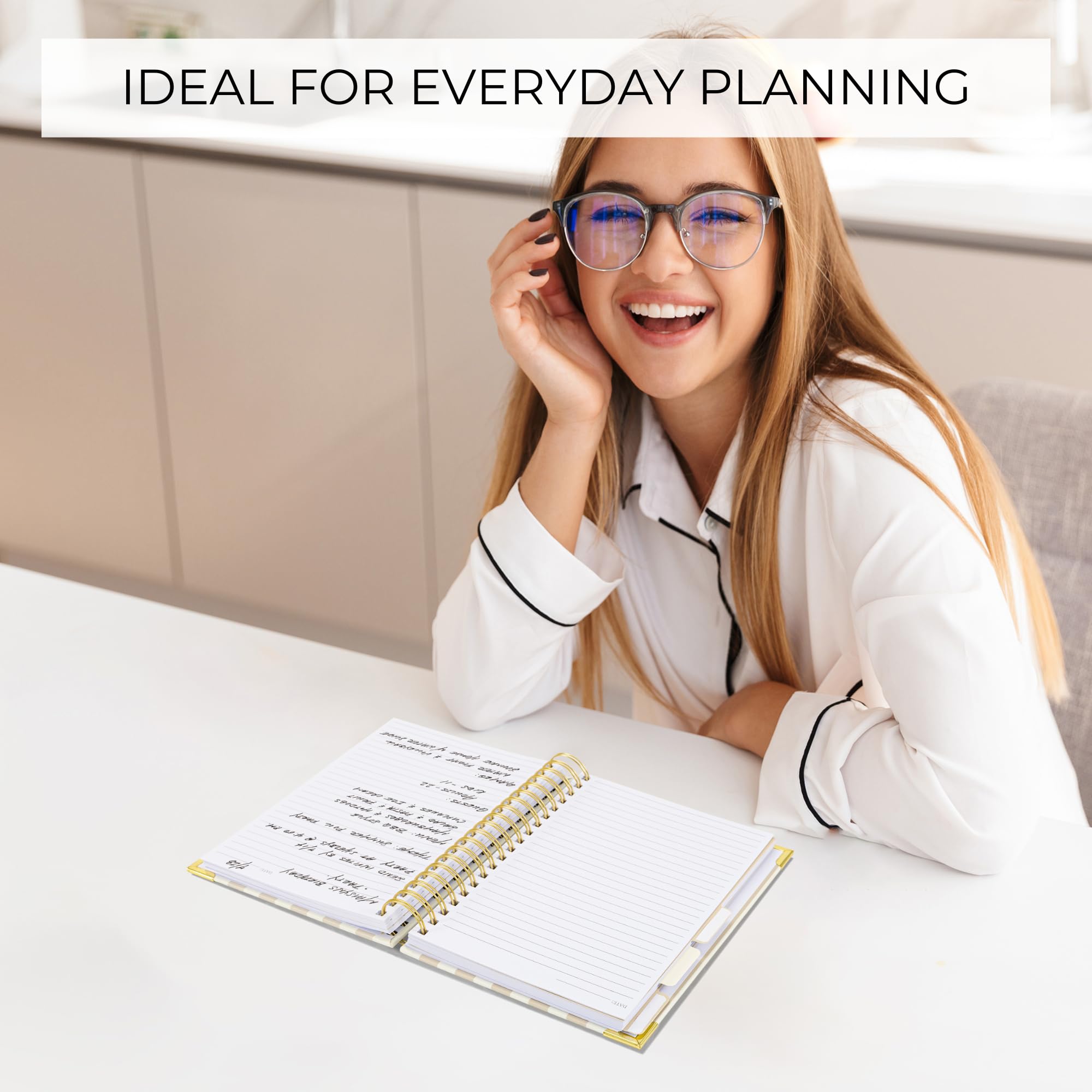 Cuaderno de espiral grueso estético para mujer en formato B5, moderno cuaderno de notas de lino con rayas universitarias con 300 páginas a rayas, perfecto para escribir y mantenerse organizado en el
