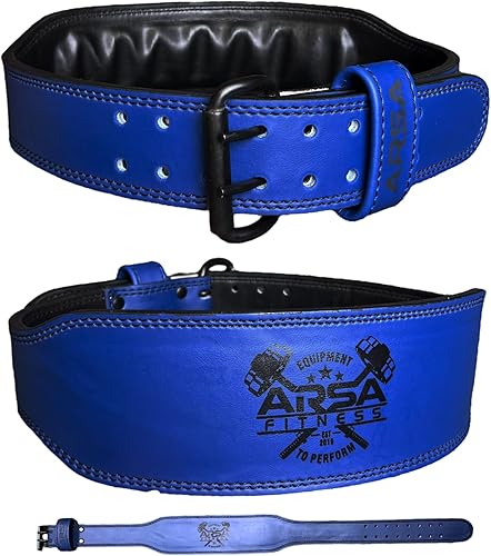 Arsa Fitness Cinturón de levantamiento de pesas de cuero prémium de 0.354 in de grosor para hombres y mujeres, reduce la tensión de la espalda,