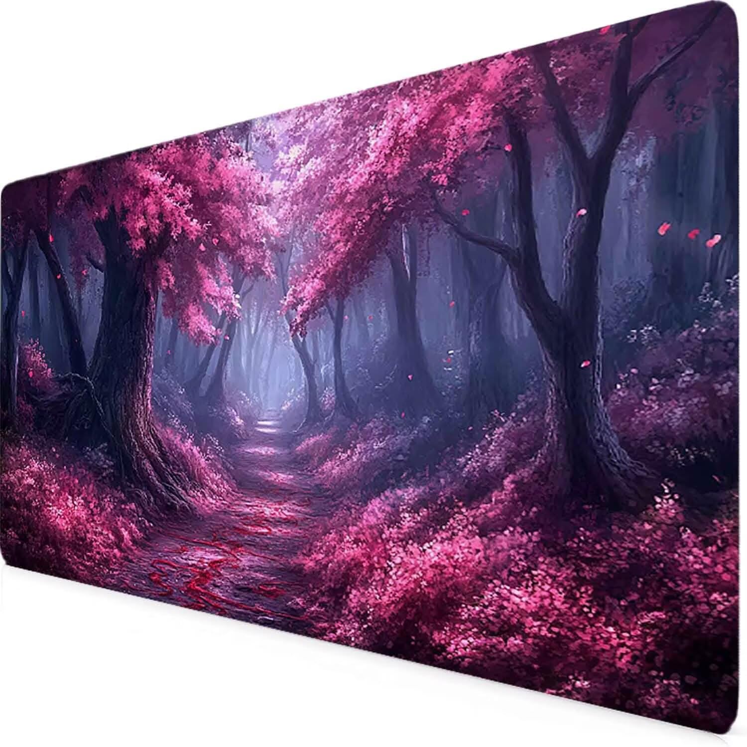 Tapis de Souris Rose Tapis de Souris XXL Arbre 1200 x 600mm Mouse Pad avec Coutures sur Les Bords, en Caoutchouc Antidérapant et Imperméable Mouse Pad Gaming, Maison/Gamer/Accessoires Bureau m4858