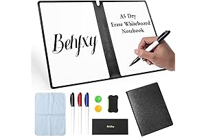 Reusable A5 Whiteboard Notebook with 3 Markers and Accessories