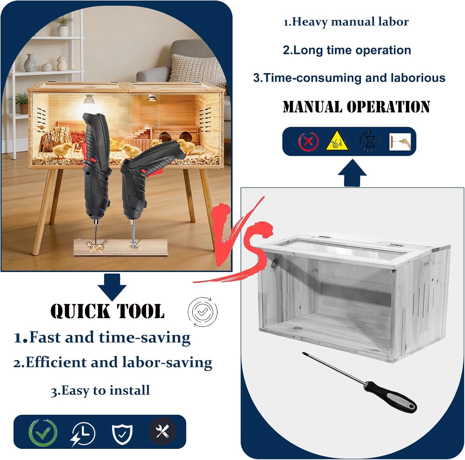 Brooder Box for Chicks,with Sliding Door,Table Legs,2 Types of Thermometer with Heat Lamp Set Suitable for Chicks/Duck/Parrot/Hamster(31.5"×15.7"×15.7")