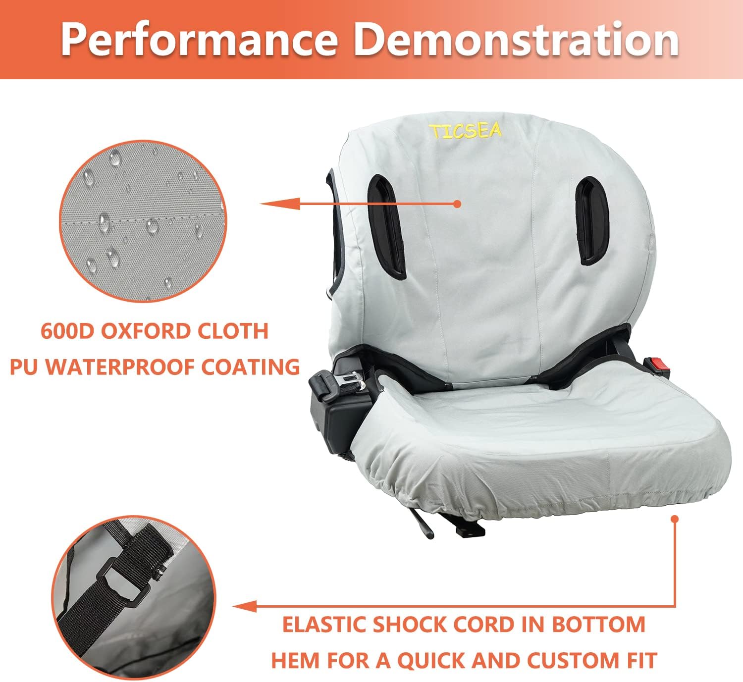 Forklift Tractor Seat Cover, 600D Oxford Cloth Weatherproof Durable Seat Cover for Toyota Forklift Seat Backrests 22" H, Approx 20" W