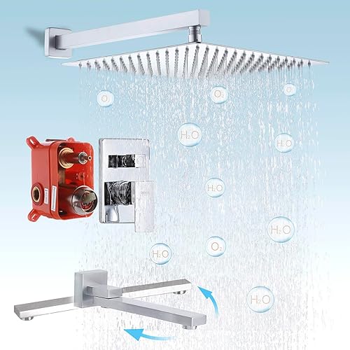 Miniatura 9 de DEOLER Juego de grifo de ducha con boquilla de bañera, kit de molduras de ducha y bañera de una sola manija, grifo de ducha montado en la pared,