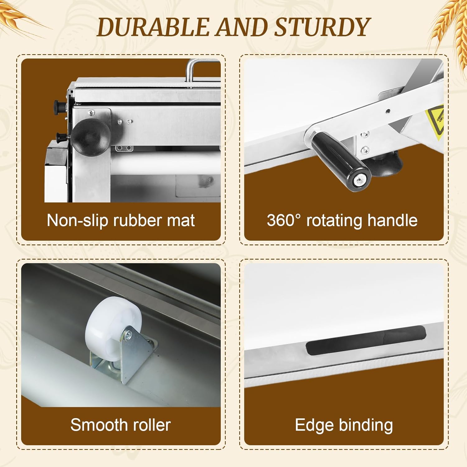 Manual Dough Sheeter 35.4" ×15.7",Roller Machine,Commercial Folding Dough Maker with Carry Handle, Adjustable Thickness for Pizza, Pasta, Pastry