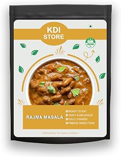KDI Store Rajma Masala, Ready to Eat Indian Red Kidney Beans Curry, USDA Organic, Fully Cooked, Freeze Dried, 55g