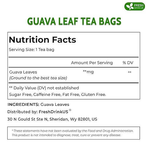 Miniatura 2 de FRESHDRINKUS, 75 bolsas de té de hoja de guayaba premium, 100% natural y puro. Té de hierbas de guayaba de hojas sueltas. Sin azúcar, sin cafeína,