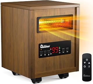 Dr. Infrared Heater DR-123 1500W Portable Space Heater, Dual Infrared & PTC Heating, Remote, Wheels, Timer, Thermostat, Ultra Quiet