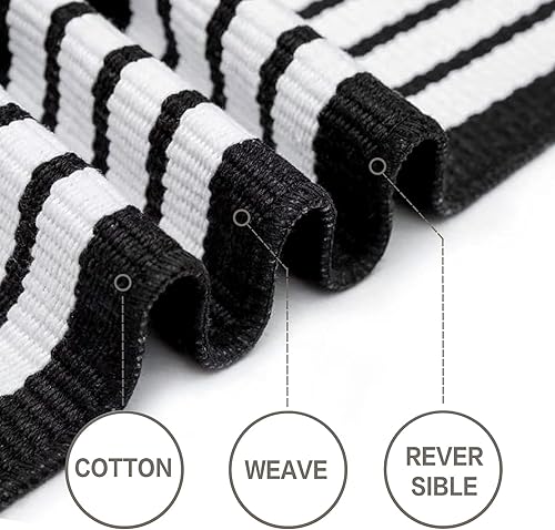 Miniatura 3 de MUBIN Alfombra de algodón a rayas blancas y negras de 3 x 5 pulgadas, reversible, tejida a mano, lavable, para porche, entrada principal.Para