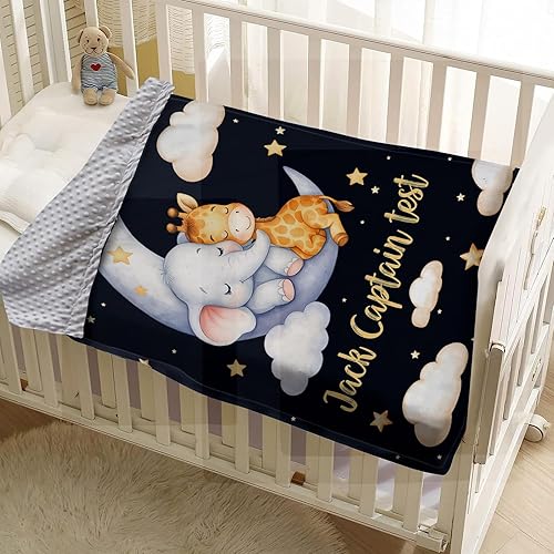 Miniatura 7 de Manta de bebé personalizada para niños, manta de bebé personalizada con nombre, franela suave con respaldo de puntos de doble capa, manta de
