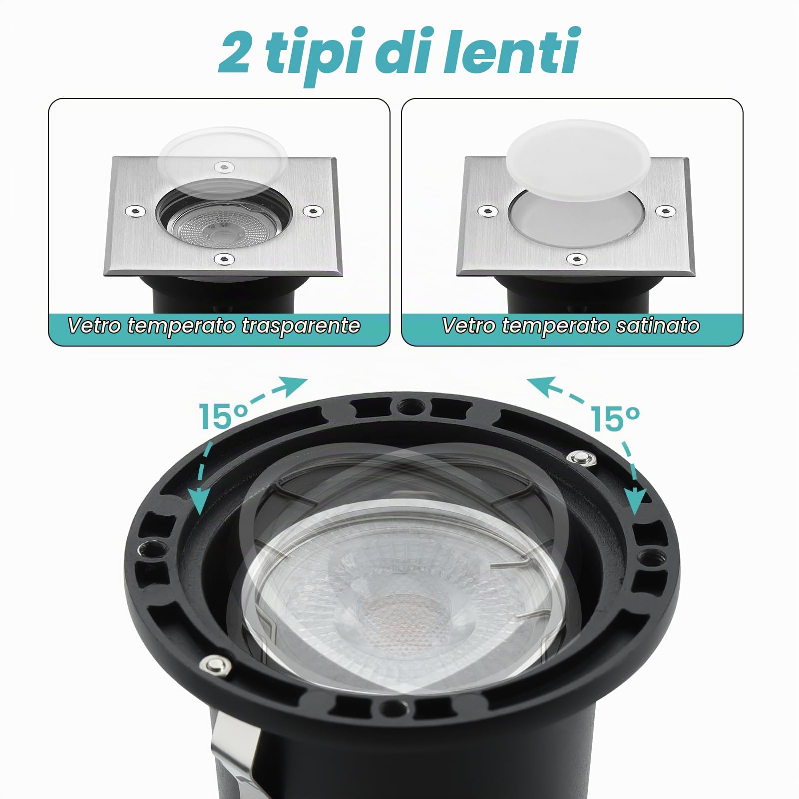 4pcs Segnapasso Led Esterno per Gu10 3w 230v Bianco Caldo 3000k, IP67 Impermeabile Faretti da Incasso per Esterno, Faretto Segnapasso da eEsterno per Esterni, Giardino, Terrazza, Passerell