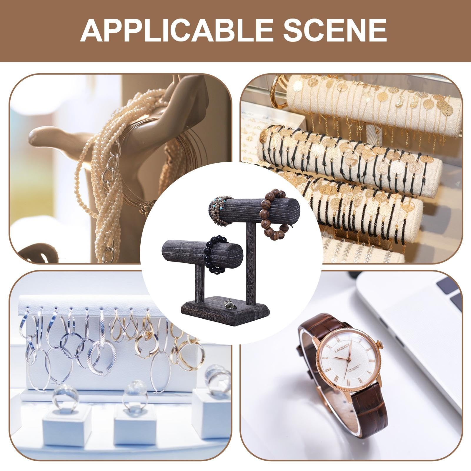 Espositore per perline in legno da 4 pezzi, accessorio per vetrina