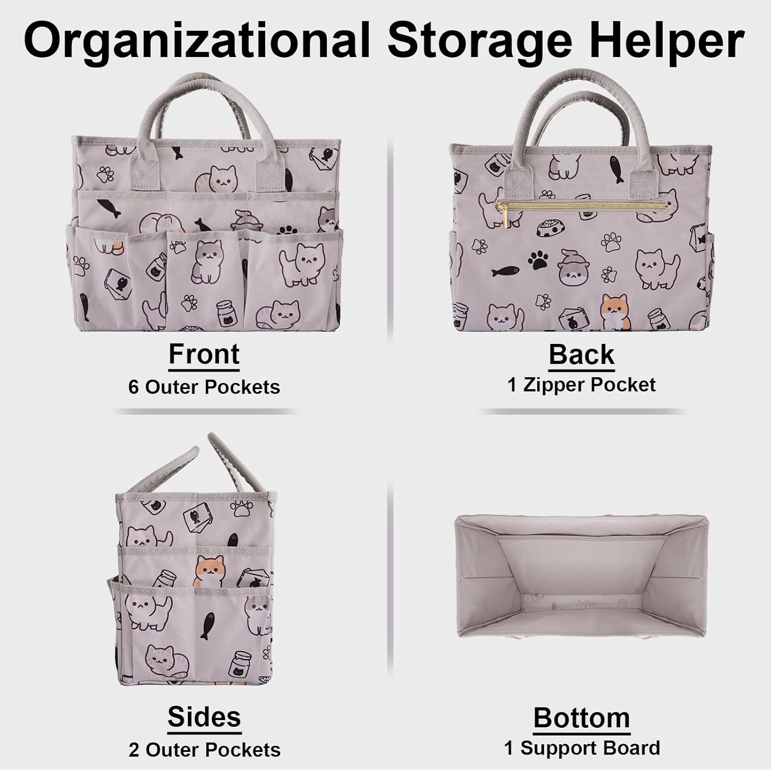 Cupohus Craft Organizer Tote Bag – Art Organizer, Craft Caddy with Multiple Pockets, Large Capacity Supply Storage Bag for Sewing, Knitting, Painting, and Travel (Pet Prints)