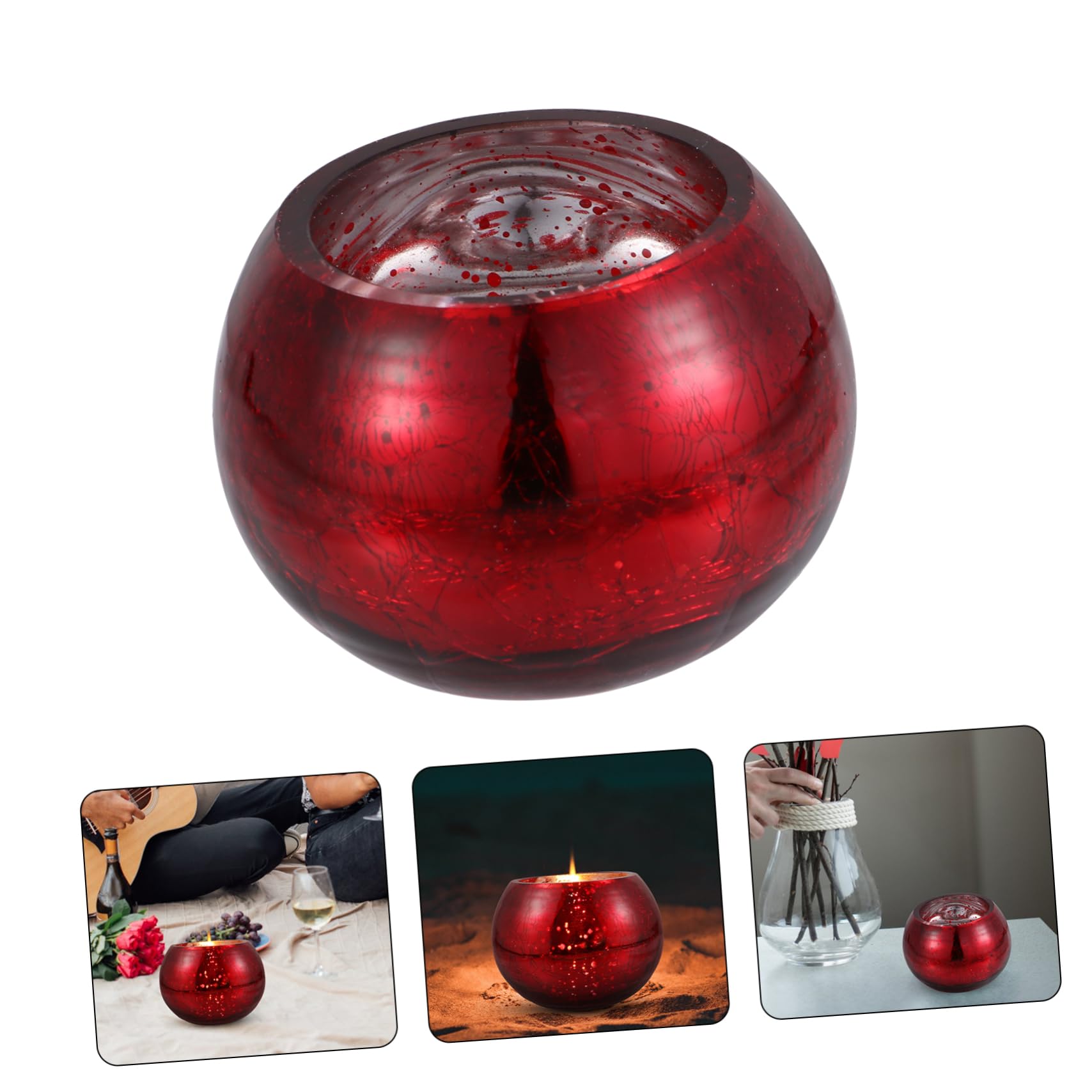 Portavelas de Té de Vidrio Rojo para Hogar, Decoración Creativa | Cristal, Ambiente Relajante, Opción para Obsequio y Elaboración de Velas Aromáticas