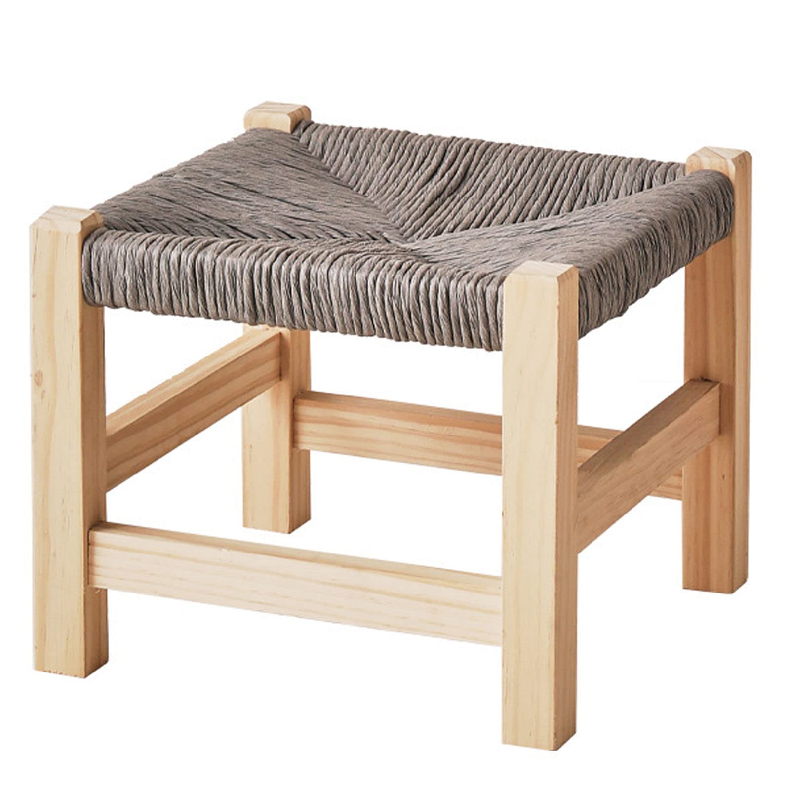Tabouret carré en rotin pour surélever les pieds fatigués et petit siège bas en bois