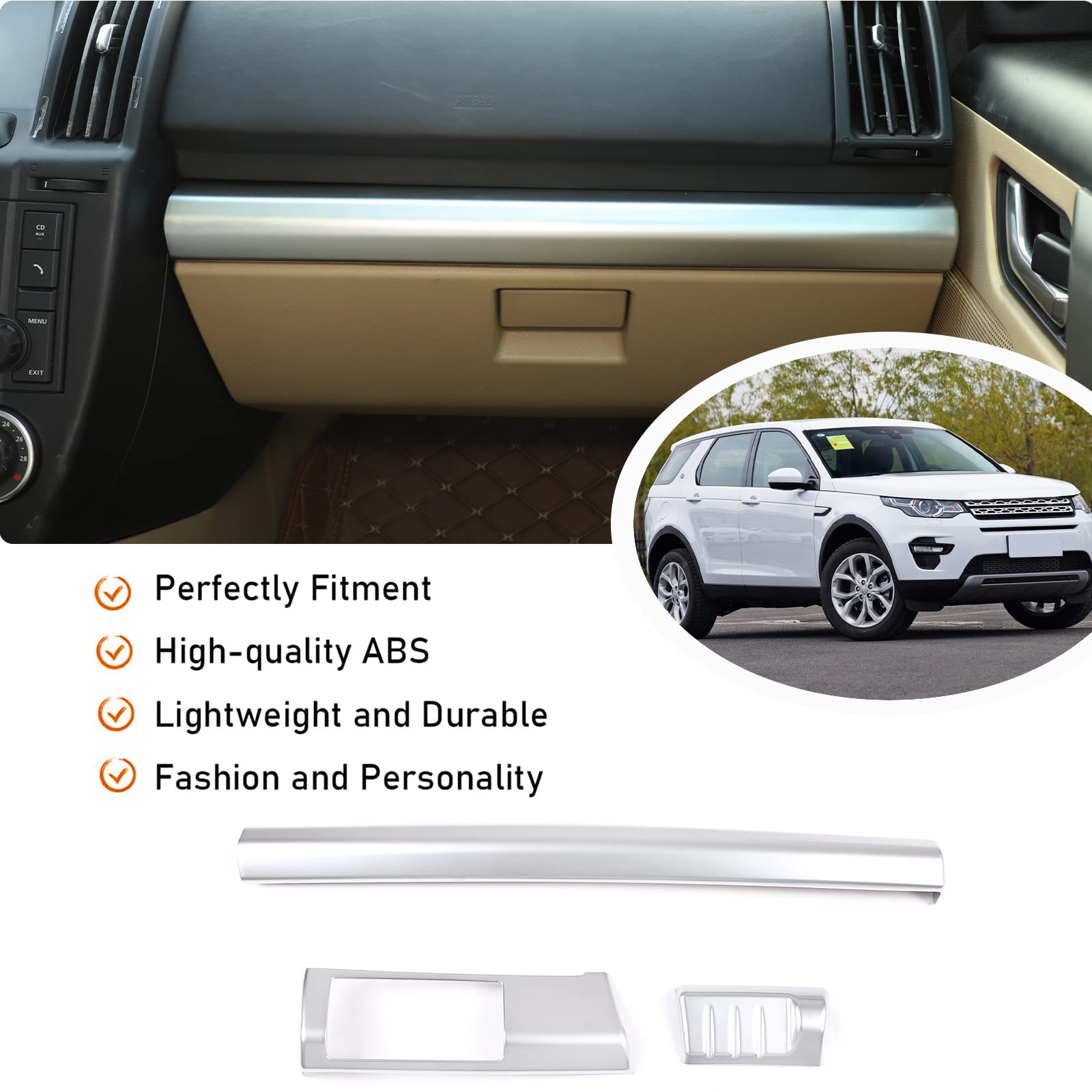 ABS chromowane wnętrze samochodu osłona deski rozdzielczej osłona wykończenia naklejki dekoracyjne do Land Rover Freelander 2 2007-2015 akcesoria samochodowe