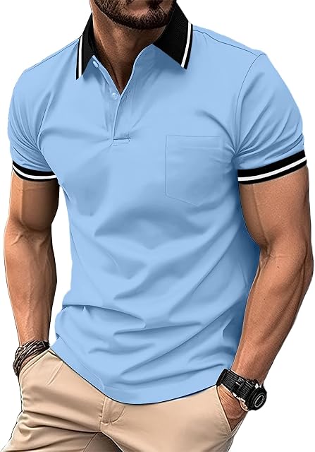 ZITY Polo Homme Polo manches courtes Polo Respirant Chemise pour Homme Été Casual Sports Chemise Regular Fit Golf Outdoor Tshirts