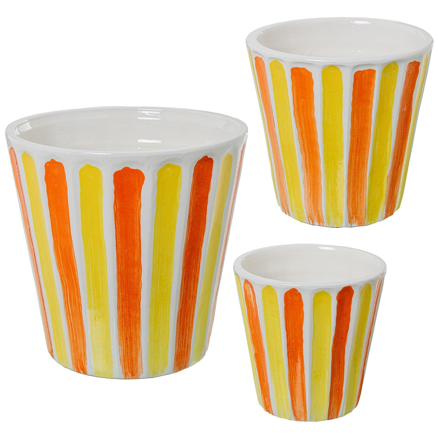 Pots en céramique DRW : remède anti-terne avec le jaune orange blanc