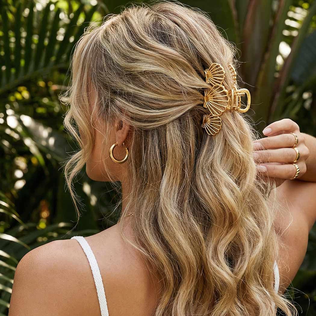 CAKURE Seashell Hair Clips Cute Gold Starfish Claw Clips Small Unique Hair Accessories for Women and Girls (Pack of 3) - Image 3