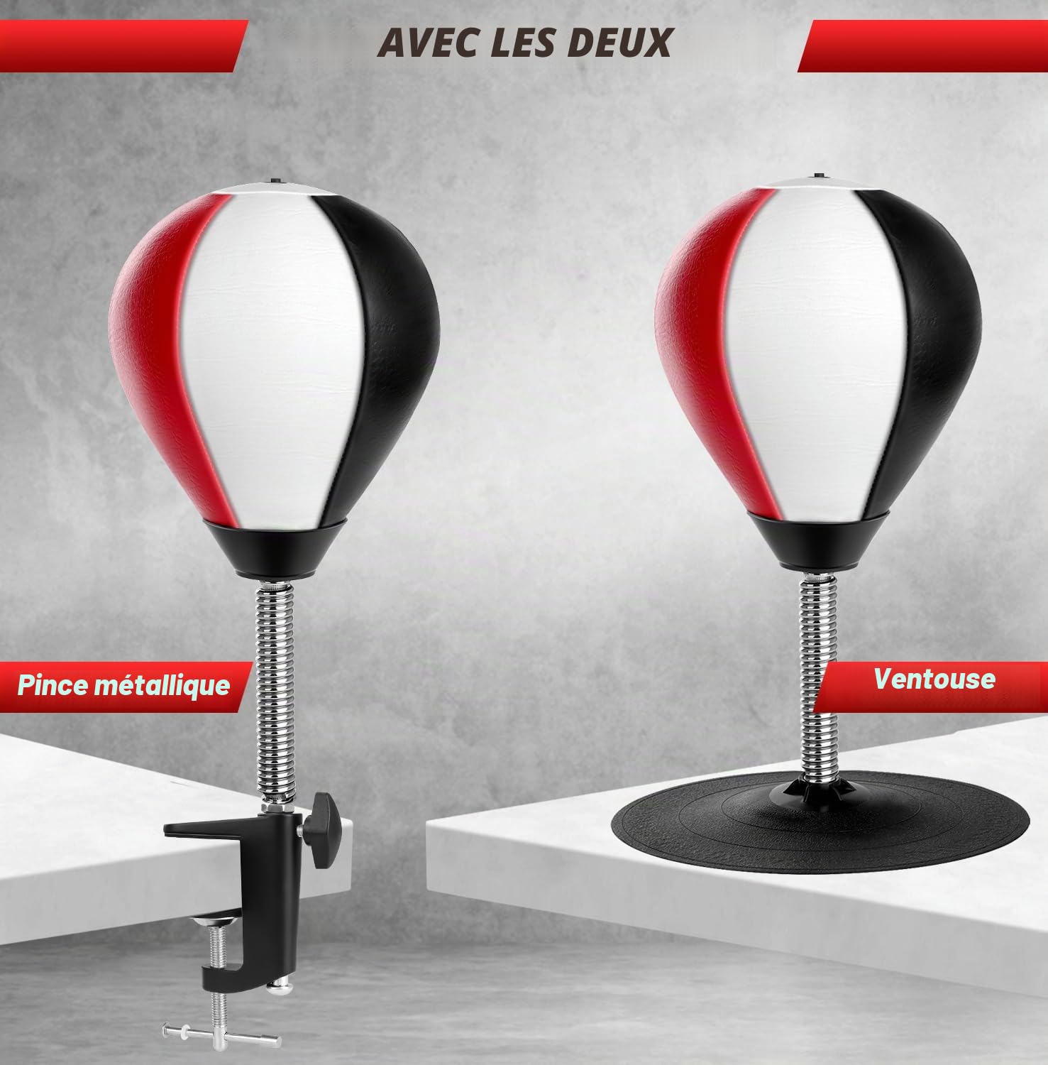 NZQXJXZ Sac de Frappe de Bureau, Sac de Boxe de Bureau, Punching Ball avec Ventouse Super Résistante et Pince de Bureau pour Table et Comptoirs de Bureau, Cadeau Amusant pour Amis ou Collègues