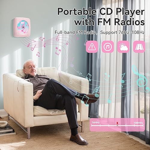 Miniatura 5 de Reproductor de CD portátil Bluetooth recargable reproductores de CD para el hogar Kegaudio 1800mAh reproductor de CD de pared de escritorio con