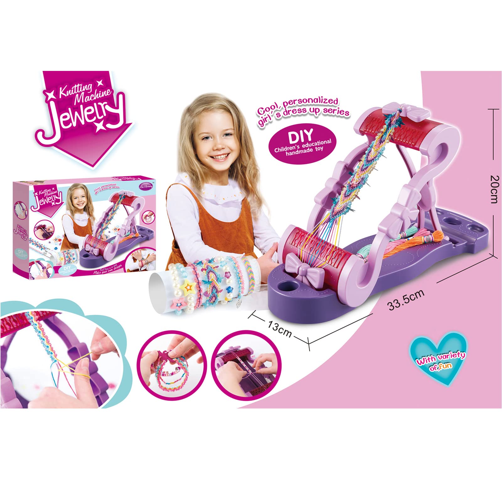 ApusuJewelry Knitting Machine Friendship Bracelet Kit- DIY Children’s Educational Handmade Toy - Make Jewelry Kit for Girls 6 7 8 9 10 11 12