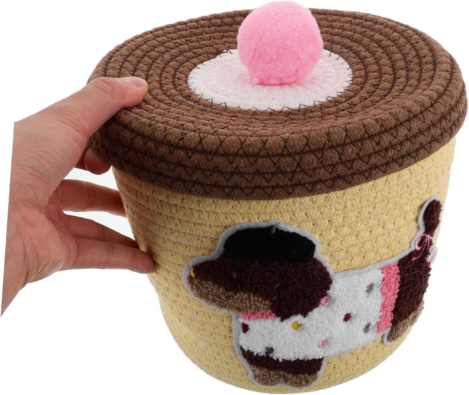 Cotton Rope Car Storage Basket Snack Toy Organizing Bin Decorative Lid for Home Nursery Pet Decorative Storage Baskets