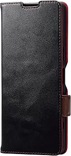 エレコム Xperia 1 V (SO-51D / SOG10) ケース 手帳型 耐衝撃 マグネット開閉 カードポケット付き スタンド機能 閉じたまま通話 ワイヤレス充電対応 ストラップホール付き ブラック PM-X231PLFYBK