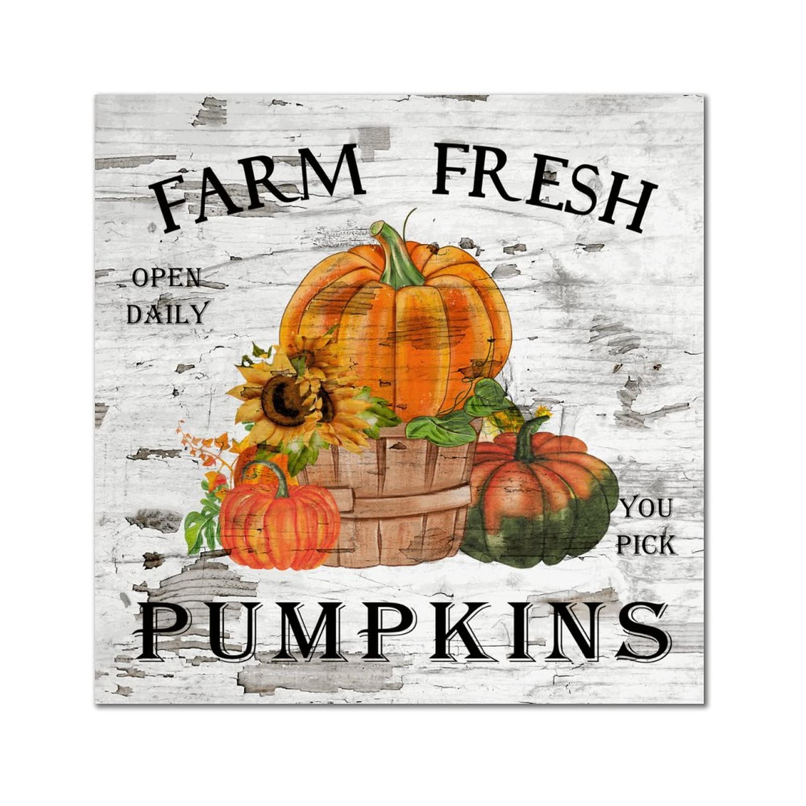 Panneau mural en bois Farm Fresh Pumpkin décoration automne maison 35cm