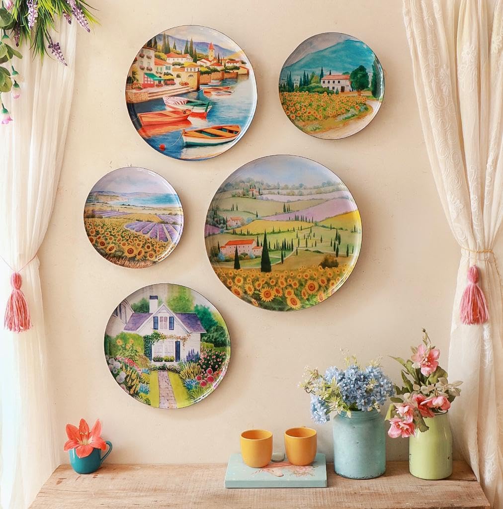 RITUALISTIC Tuscany Wall Plates for home decoration | Wall decor items for living room | Metal Wall décor | Gift items for unisex | wall art | wall showpiece|Home Décor Gift Items | Set of 5 plates